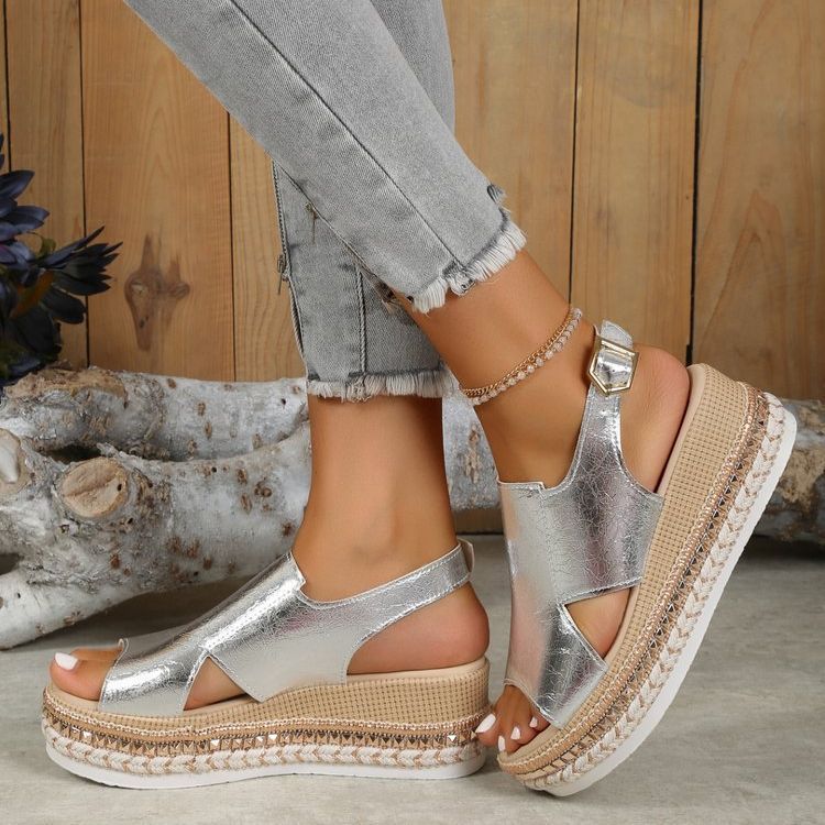 Sandales Brillantes à Boucle Été Femme