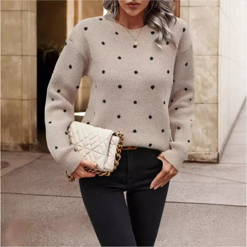 Sweat Jacquard à Pois – Col Rond Femme
