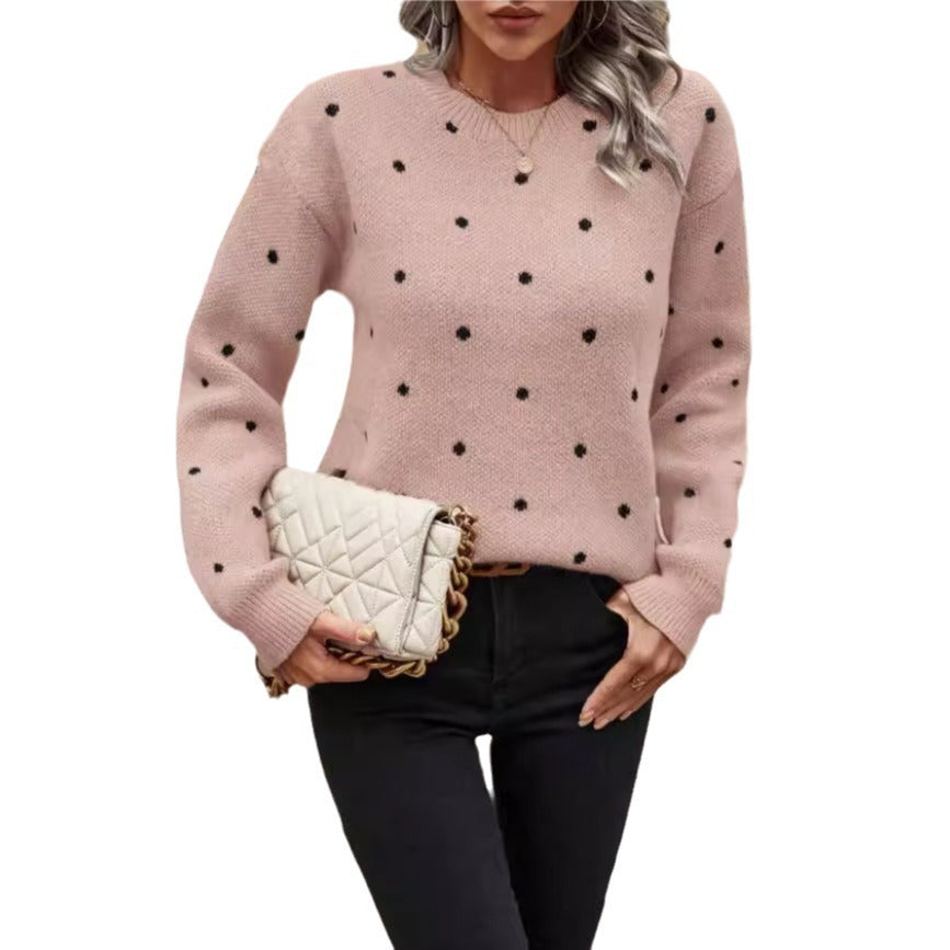 Sweat Jacquard à Pois – Col Rond Femme