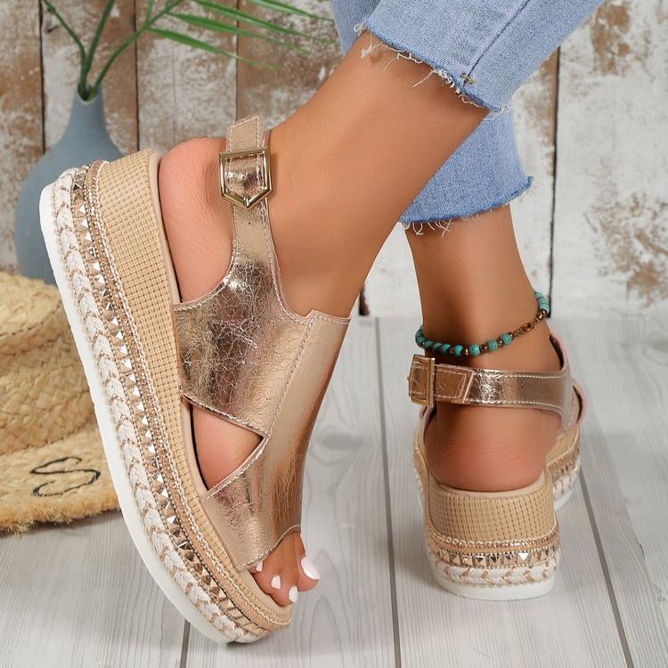 Sandales Brillantes à Boucle Été Femme