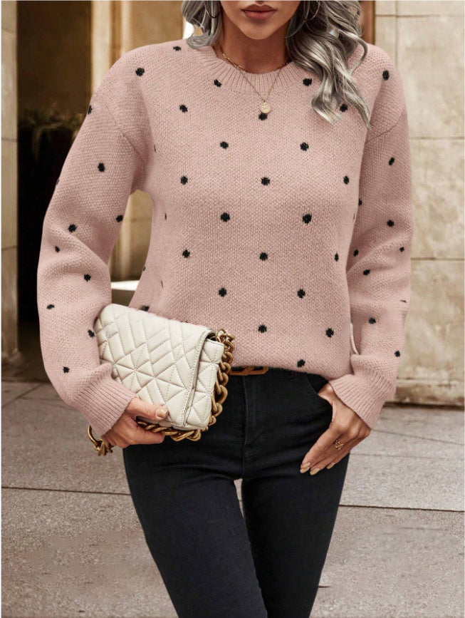 Sweat Jacquard à Pois – Col Rond Femme