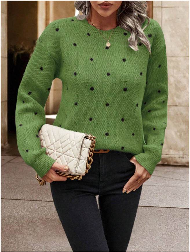 Sweat Jacquard à Pois – Col Rond Femme