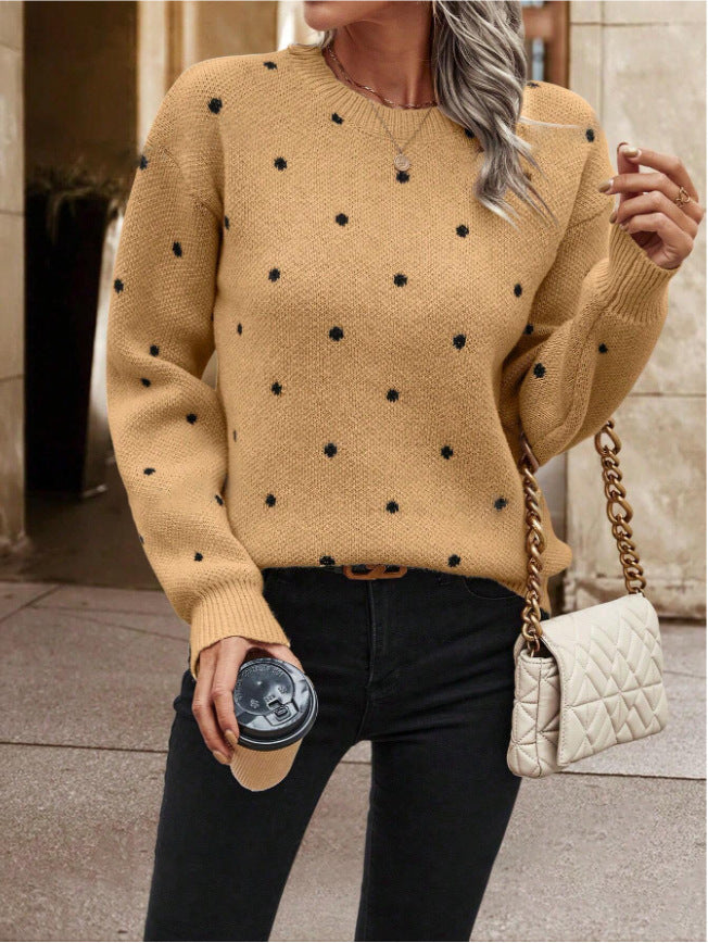 Sweat Jacquard à Pois – Col Rond Femme