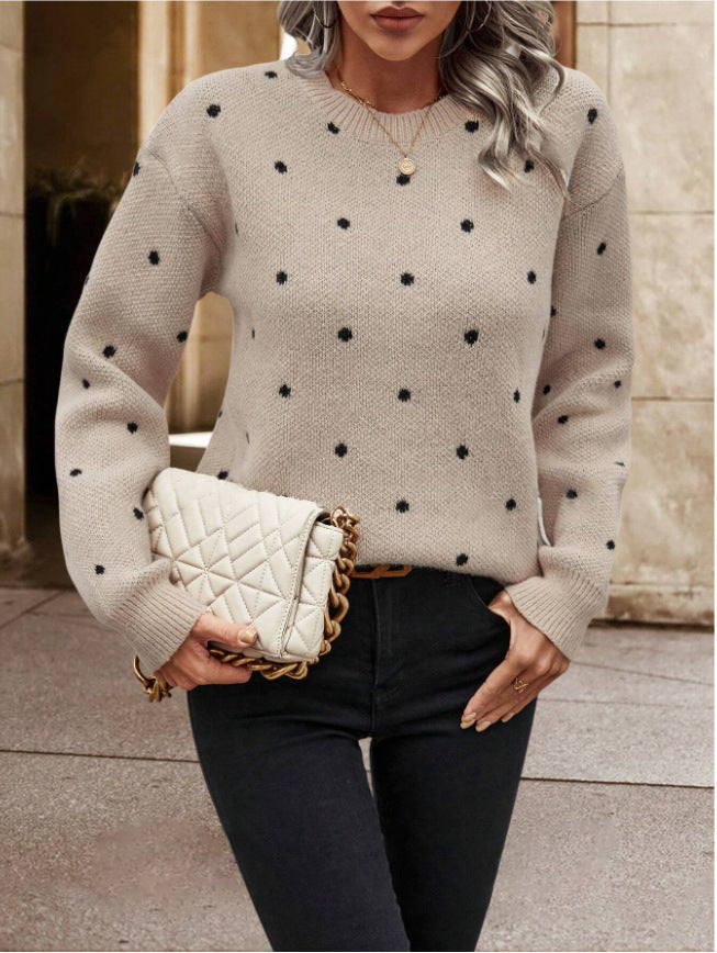 Sweat Jacquard à Pois – Col Rond Femme